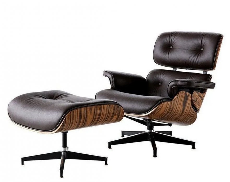 Кресло с шезлонгом и оттоманкой в стиле Имс (cyrly), 84х73х83 см